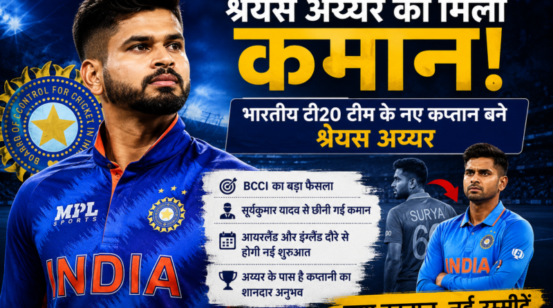 भारतीय टी20 टीम की कमान अब श्रेयस अय्यर के हाथों में, BCCI ने किया बड़ा बदलाव