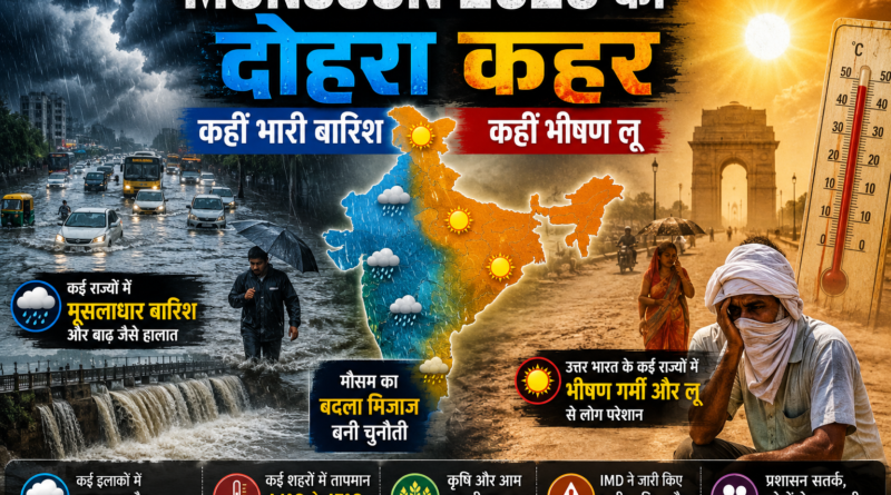 Monsoon 2026 का दोहरा कहर: कहीं बाढ़ जैसी बारिश, कहीं भीषण लू; मौसम का बदला मिजाज बना चुनौती