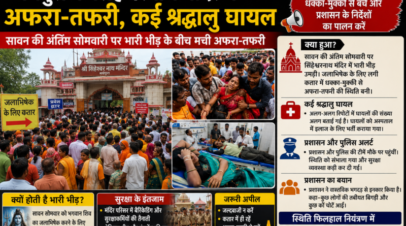 सिंहेश्वरनाथ मंदिर में सावन की अंतिम सोमवारी पर मची अफरा-तफरी, कई श्रद्धालु घायल