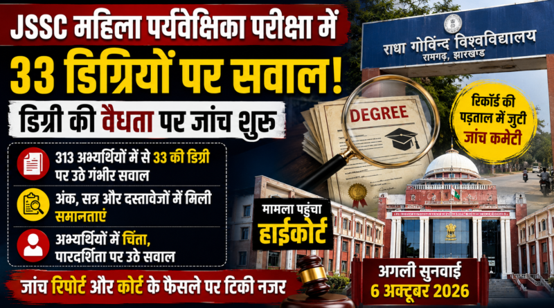 **JSSC महिला पर्यवेक्षिका परीक्षा: 33 अभ्यर्थियों की डिग्री पर सवाल, हाईकोर्ट के आदेश से फिर गरमाया मामला**